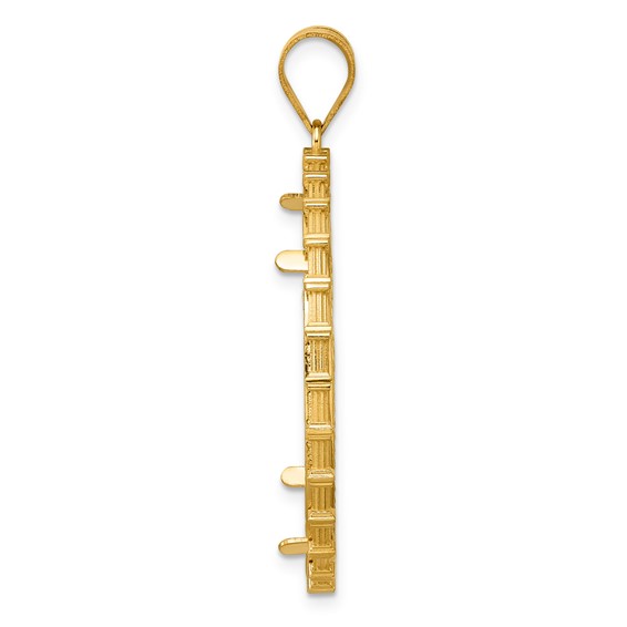 14k Diamond Cut Columns with 32.0mm Prong Coin Bezel Pendant