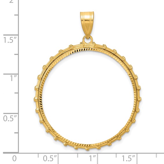14k Diamond Cut Columns with 32.7mm Prong Coin Bezel Pendant