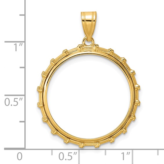 14k Polished Columns with 22.0mm Prong Coin Bezel Pendant