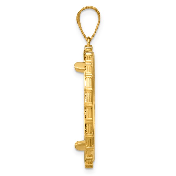 14k Polished Columns with 27.0mm Prong Coin Bezel Pendant