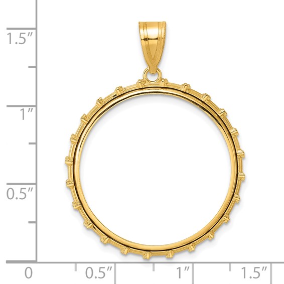 14k Polished Columns with 27.0mm Prong Coin Bezel Pendant