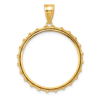 14k Polished Columns with 27.0mm Prong Coin Bezel Pendant