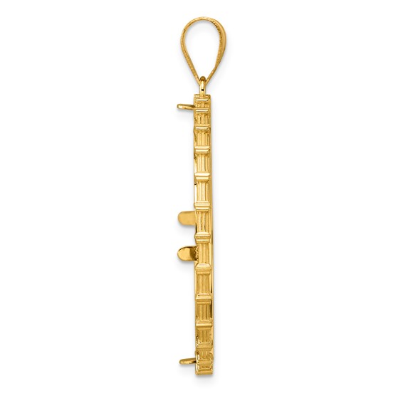 14k Polished Columns with 32.0mm Prong Coin Bezel Pendant