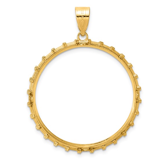 14k Polished Columns with 32.0mm Prong Coin Bezel Pendant