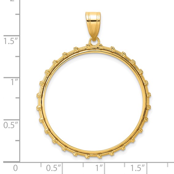14k Polished Columns with 32.0mm Prong Coin Bezel Pendant