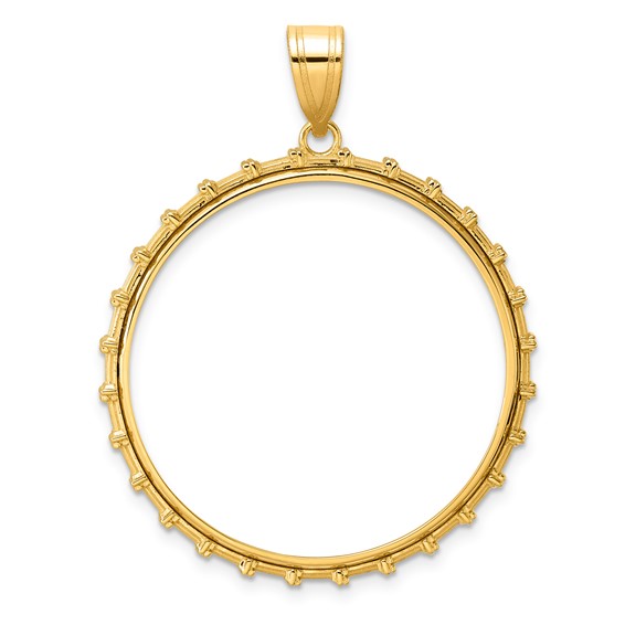 14k Polished Columns with 32.0mm Prong Coin Bezel Pendant