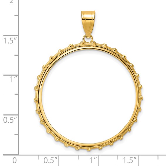 14k Polished Columns with 32.7mm Prong Coin Bezel Pendant