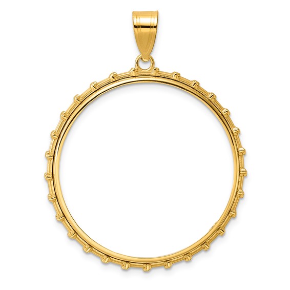 14k Polished Columns with 32.7mm Prong Coin Bezel Pendant