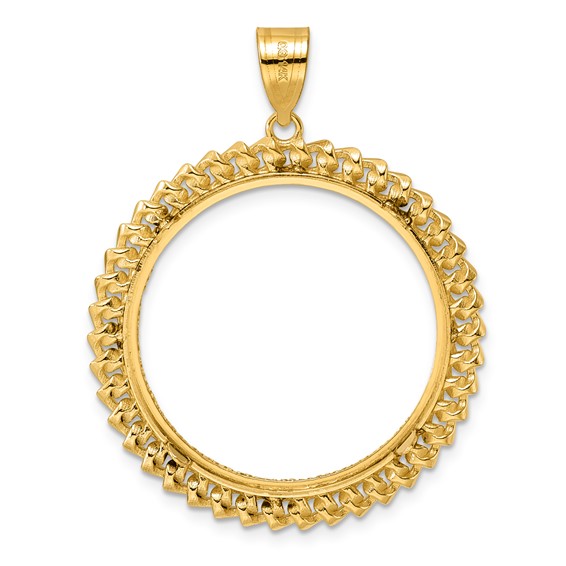 14k Diamond Cut Curb with 27.0mm Prong Coin Bezel Pendant