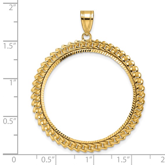 14k Diamond Cut Curb with 32.7mm Prong Coin Bezel Pendant
