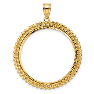 14k Diamond Cut Curb with 32.7mm Prong Coin Bezel Pendant