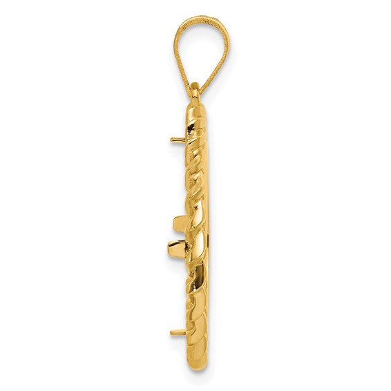 14k Polished Curb with 16.5mm Prong Coin Bezel Pendant