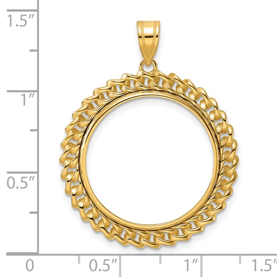 14k Polished Curb with 22.0mm Prong Coin Bezel Pendant