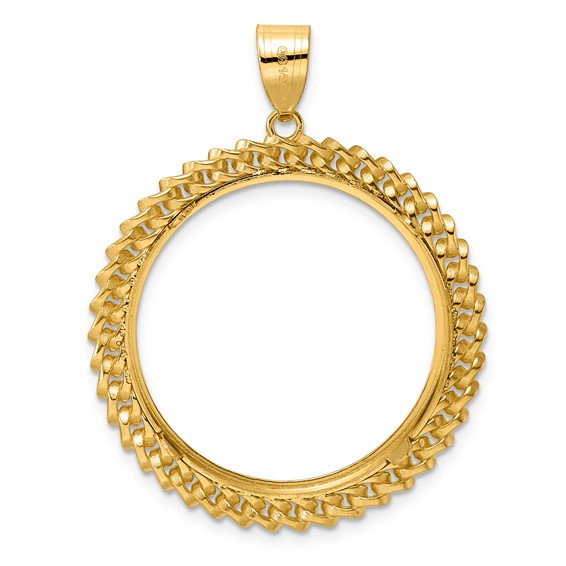 14k Polished Curb with 27.0mm Prong Coin Bezel Pendant