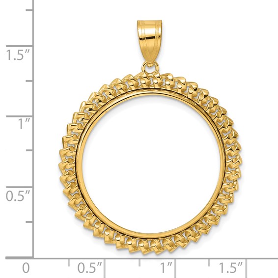 14k Polished Curb with 27.0mm Prong Coin Bezel Pendant