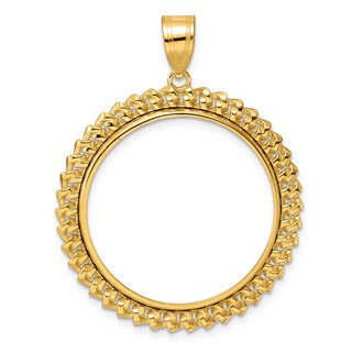 14k Polished Curb with 27.0mm Prong Coin Bezel Pendant