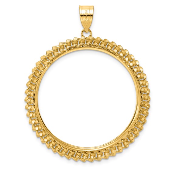 14k Polished Curb with 32.7mm Prong Coin Bezel Pendant