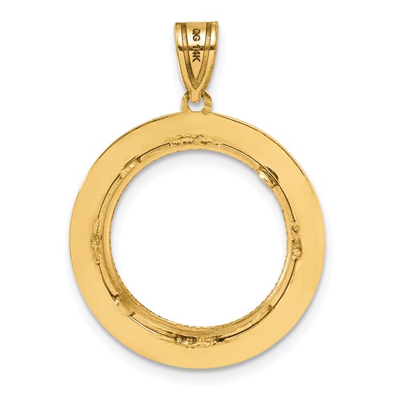 14k Diamond Cut and Black Enamel Greek Key with 16.5mm Prong Coin Bezel Pen