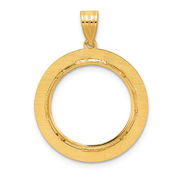 14k Diamond Cut and Black Enamel Greek Key with 18.0mm Prong Coin Bezel Pen