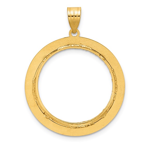 14k Diamond Cut and Black Enamel Greek Key with 22.0mm Prong Coin Bezel Pen