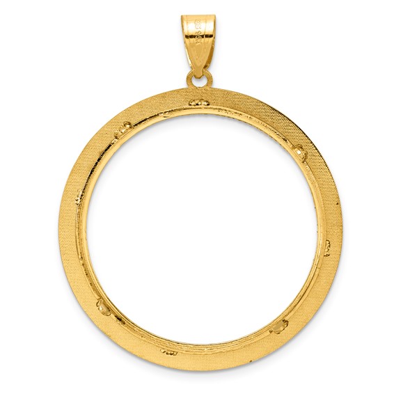 14k Diamond Cut and Black Enamel Greek Key with 32.0mm Prong Coin Bezel Pen