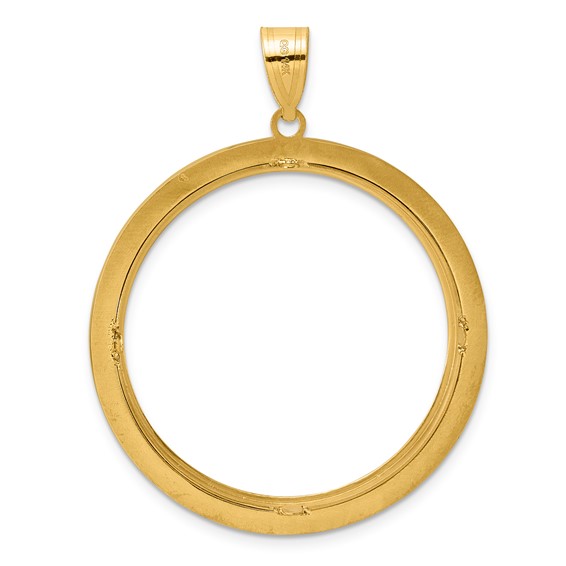 14k Polished and Black Enamel Greek Key with 32.0mm Prong Coin Bezel Pendan