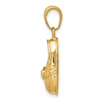 14K Yellow Gold 3-D Baby Shoe Pendant with Bow view 2