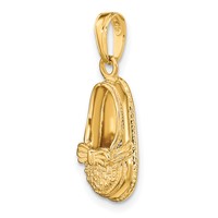 14K Yellow Gold 3-D Baby Shoe Pendant with Bow view 5
