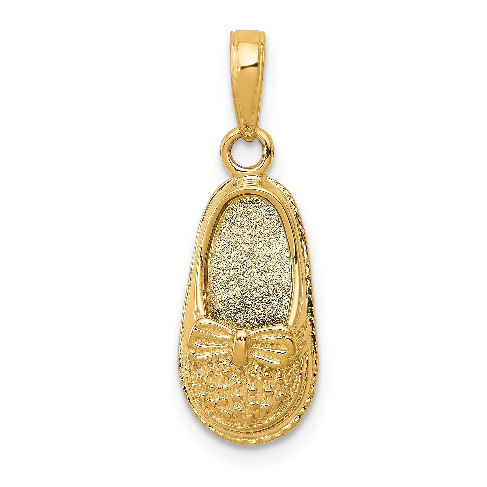 14k 3-D Baby Shoe with Bow Pendant (C4008)