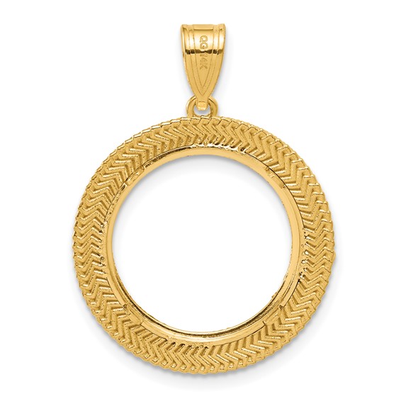 14k Diamond Cut Layered with 16.5mm Prong Coin Bezel Pendant