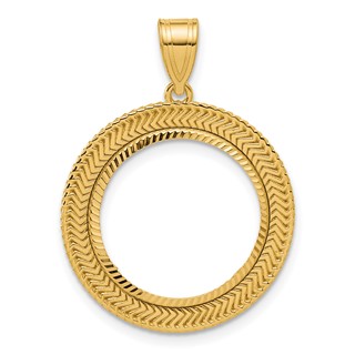 14k Diamond Cut Layered with 16.5mm Prong Coin Bezel Pendant