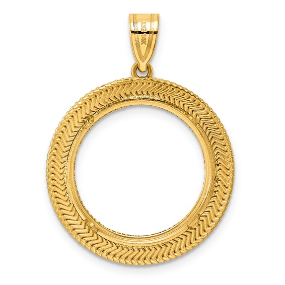 14k Diamond Cut Layered with 18.0mm Prong Coin Bezel Pendant