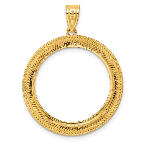 14k Diamond Cut Layered with 22.0mm Prong Coin Bezel Pendant