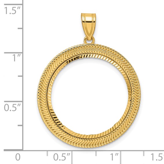 14k Diamond Cut Layered with 22.0mm Prong Coin Bezel Pendant