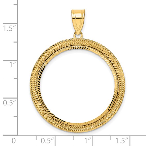 14k Diamond Cut Layered with 27.0mm Prong Coin Bezel Pendant