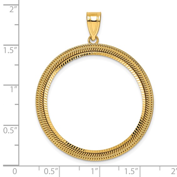 14k Diamond Cut Layered with 32.0mm Prong Coin Bezel Pendant