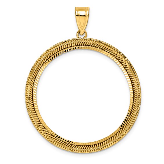 14k Diamond Cut Layered with 32.0mm Prong Coin Bezel Pendant