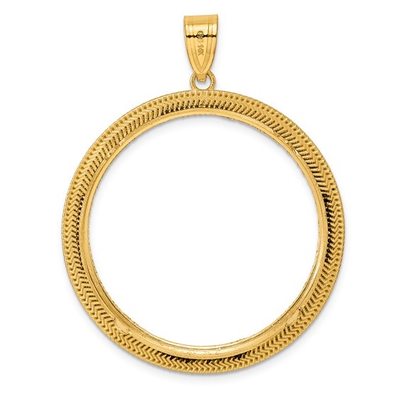 14k Diamond Cut Layered with 32.7mm Prong Coin Bezel Pendant