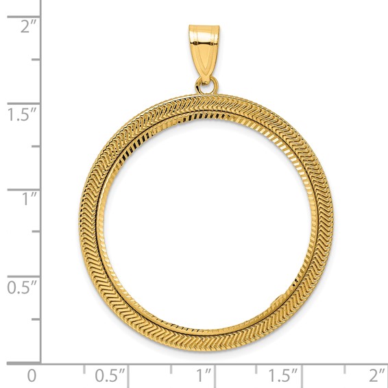 14k Diamond Cut Layered with 32.7mm Prong Coin Bezel Pendant