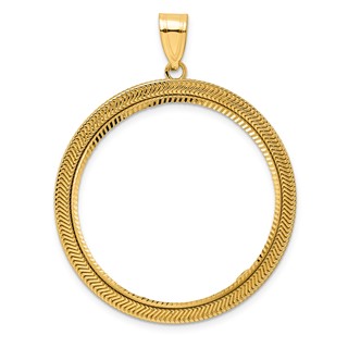 14k Diamond Cut Layered with 32.7mm Prong Coin Bezel Pendant