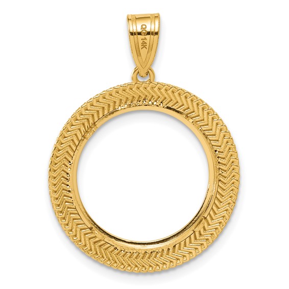 14k Polished Layered with 16.5mm Prong Coin Bezel Pendant