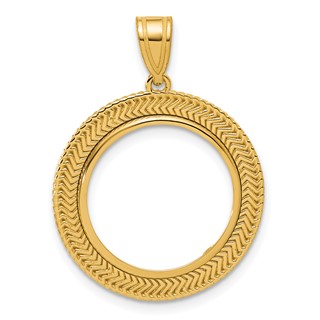 14k Polished Layered with 16.5mm Prong Coin Bezel Pendant