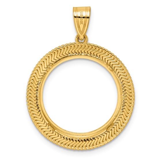 14k Polished Layered with 18.0mm Prong Coin Bezel Pendant
