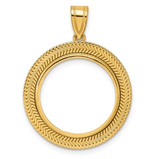 14k Polished Layered with 18.0mm Prong Coin Bezel Pendant
