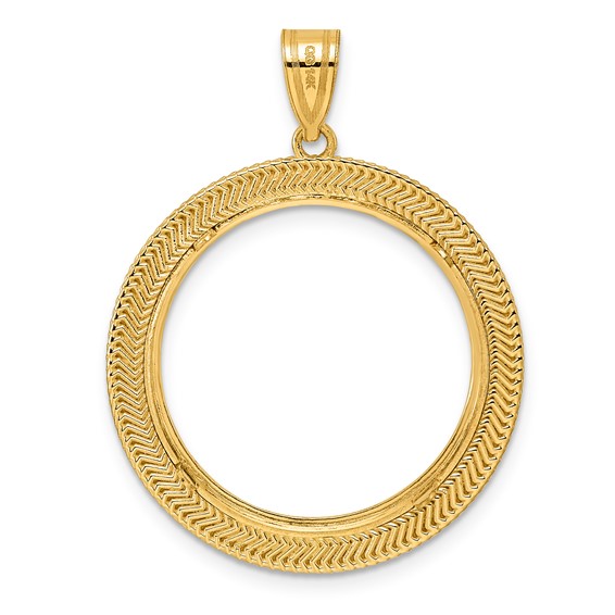 14k Polished Layered with 22.0mm Prong Coin Bezel Pendant