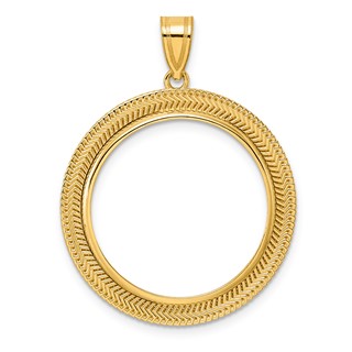 14k Polished Layered with 22.0mm Prong Coin Bezel Pendant