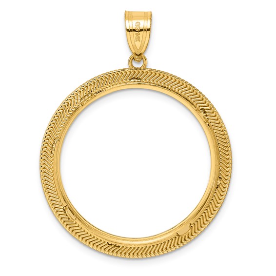 14k Polished Layered with 27.0mm Prong Coin Bezel Pendant