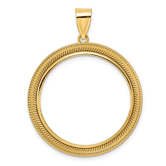 14k Polished Layered with 27.0mm Prong Coin Bezel Pendant