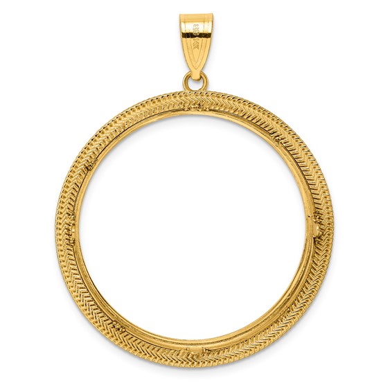 14k Polished Layered with 32.0mm Prong Coin Bezel Pendant