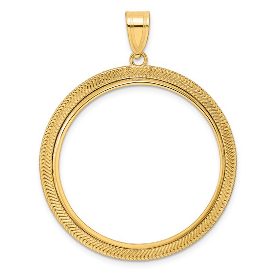 14k Polished Layered with 32.0mm Prong Coin Bezel Pendant